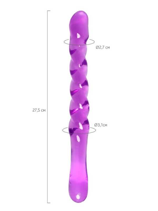 Censan Çift taraflı Jel Dildo Tanza, TPE, mor, 27,5 cm