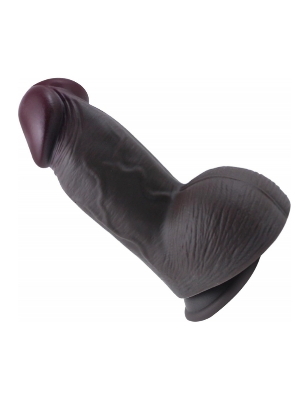 Censan Gerçekçi Tasarımlı Geniş Çaplı Vakum Tabanlı Silikon Dildo 21 cm Siyah