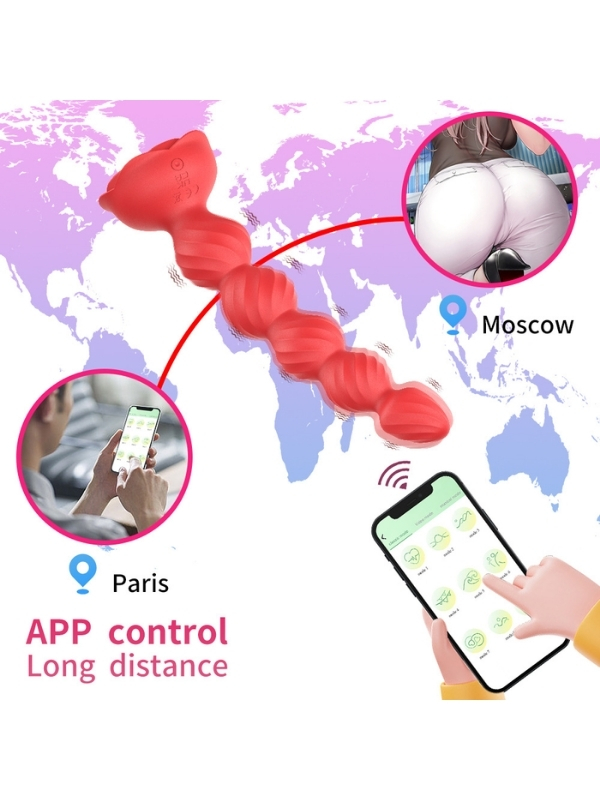 Censan Telefon Kontrollü Haley Rose Pulled Beads Anal Plug – Siyah